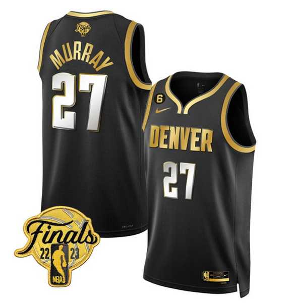 Men's Denver Nuggets #27 Jamal Murray Black 2023 Finals Collection With NO.6 Patch Stitched Basketball Jersey Dzhi